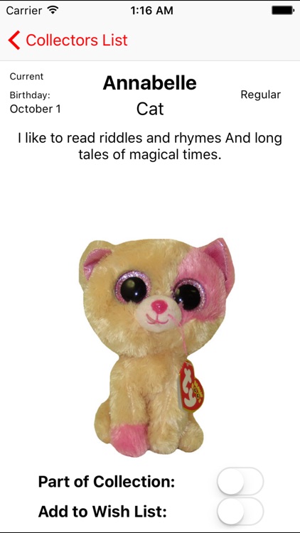 Collectors List - Boo's List