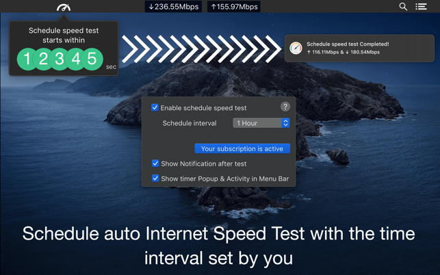 ‎Speedio: screenshot del test di velocità di Internet