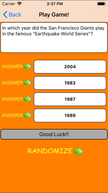 Trivia Game for SF Giants fans