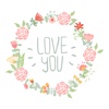 Love Sticker Collection. Romantic Floral Ornaments
