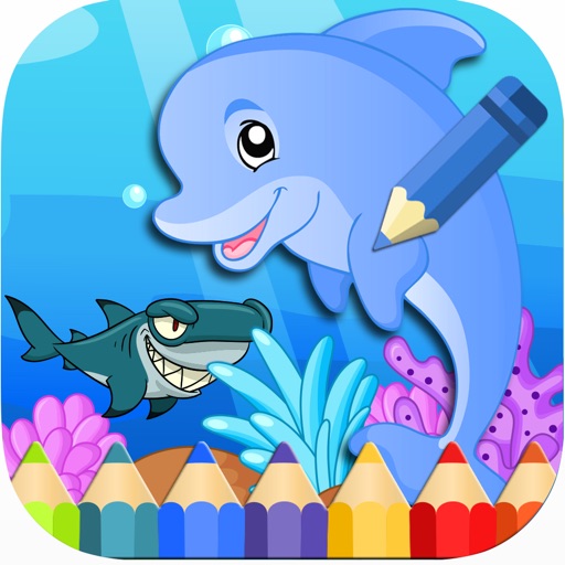 Ocean Dolphin Shark Coloring Book for Kids iOS App