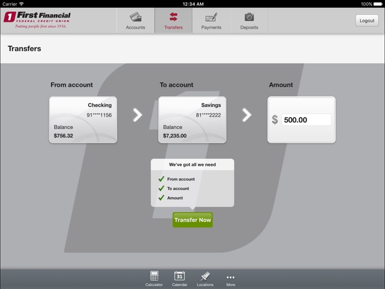 First Financial FCU for iPad screenshot-3