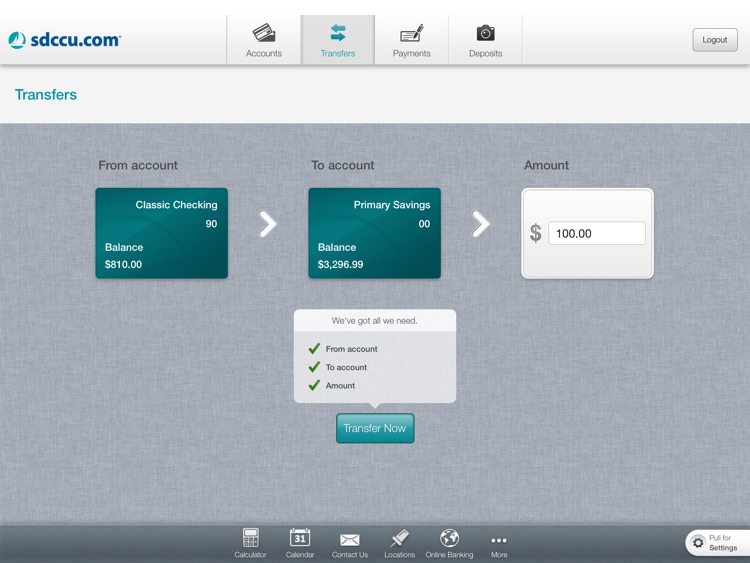 SDCCU Mobile Banking for iPad