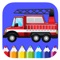 Draw Fire Truck Coloring Book Game For Kids