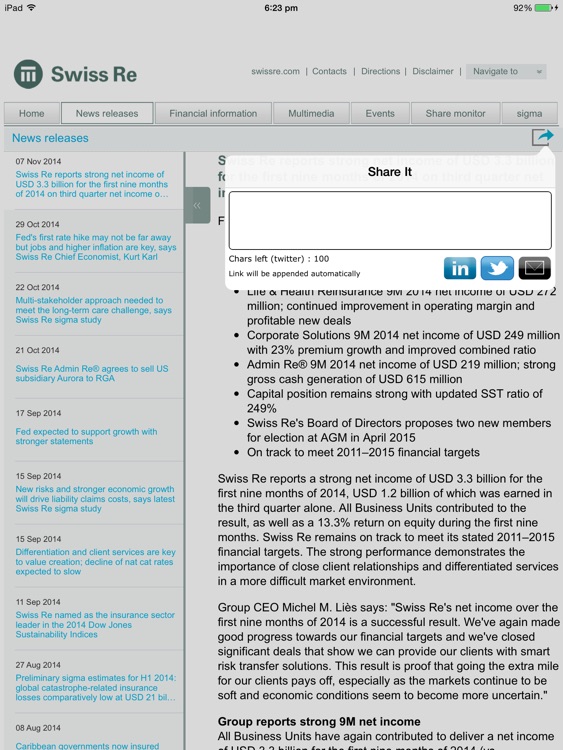 Swiss Re Investor Relations - Media Relations App screenshot-4