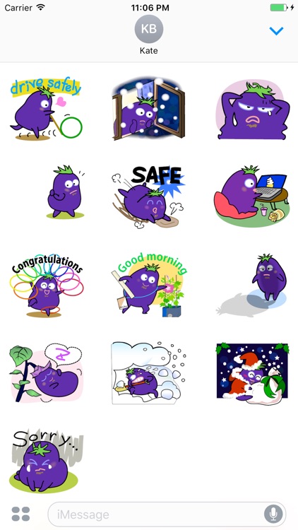 Happy Eggplant Stickers