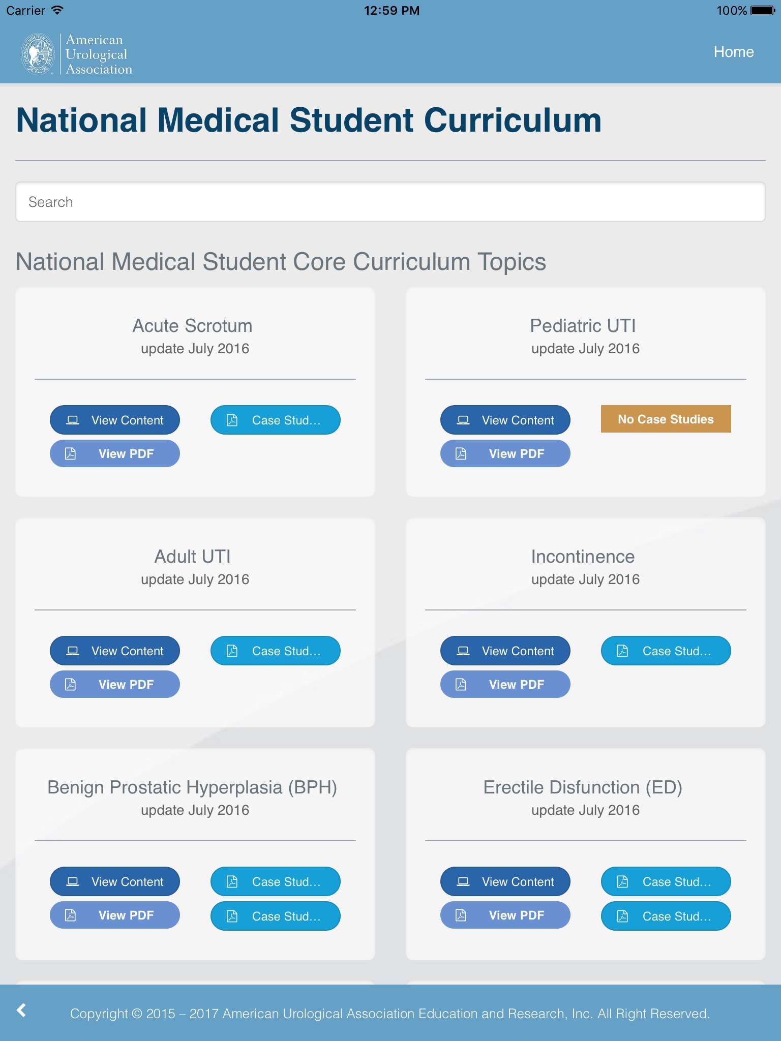 AUA Medical Student Curriculum screenshot 2