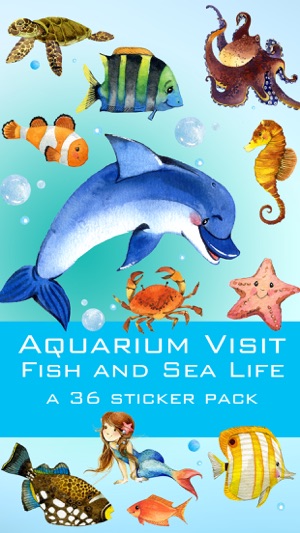 Aquarium Visit Fish and Sea Life Sticker Pack(圖1)-速報App