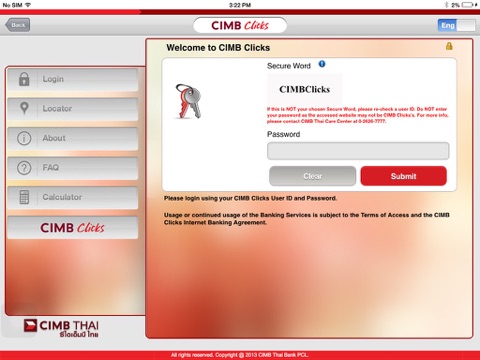 CIMB Clicks Thailand for iPad screenshot 2