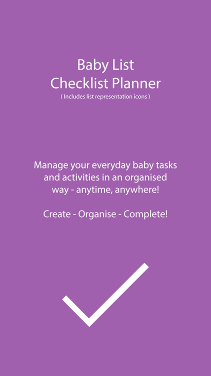 Baby list planner - Checklist Task/Activities/ToDo