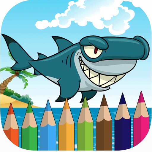 Shark coloring book for kids games Icon