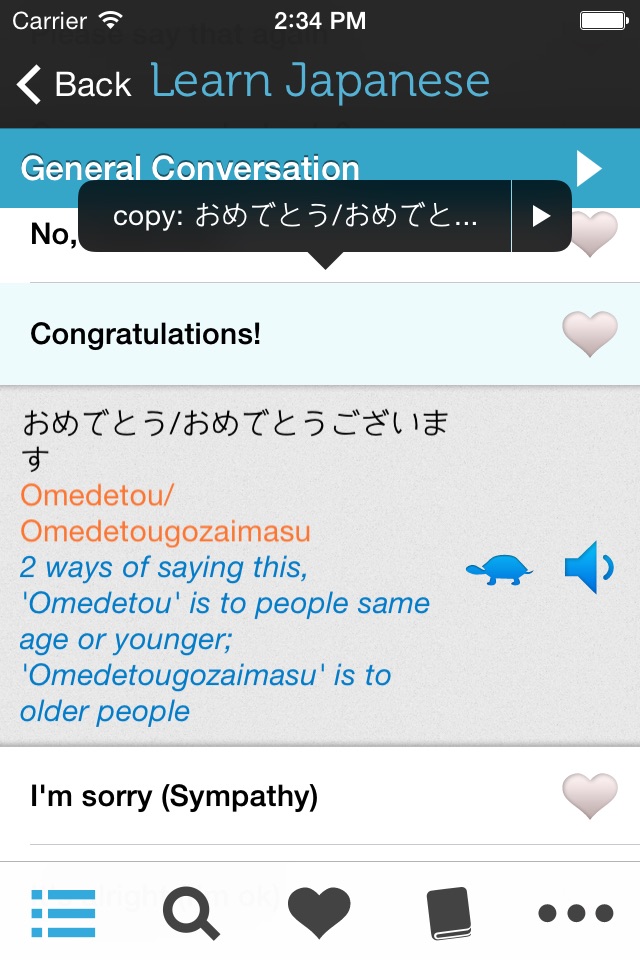 Learn Japanese - Phrasebook screenshot 3