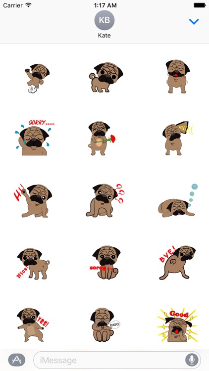 Animated Pug Puppy Sticker pack