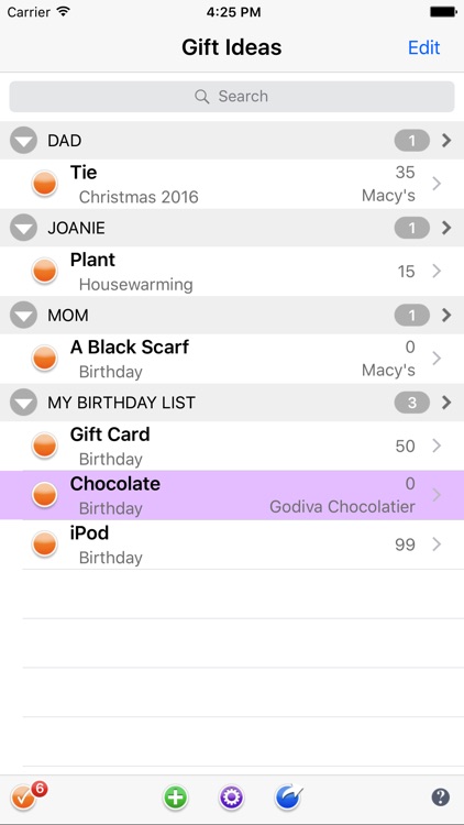 Gifts Gift List