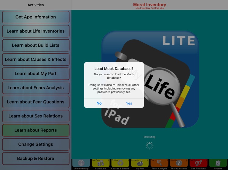 Life Inventory for iPad Lite with optional Mock da