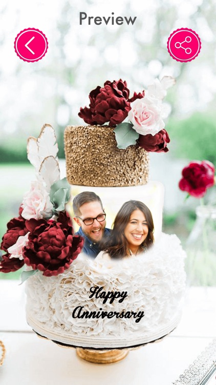 Anniversary Cake Photo Frame - Photo Name On Cake