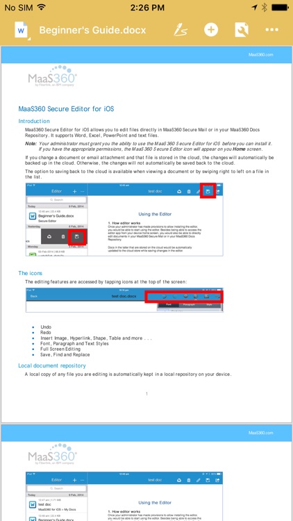 MaaS360 Secure Editor