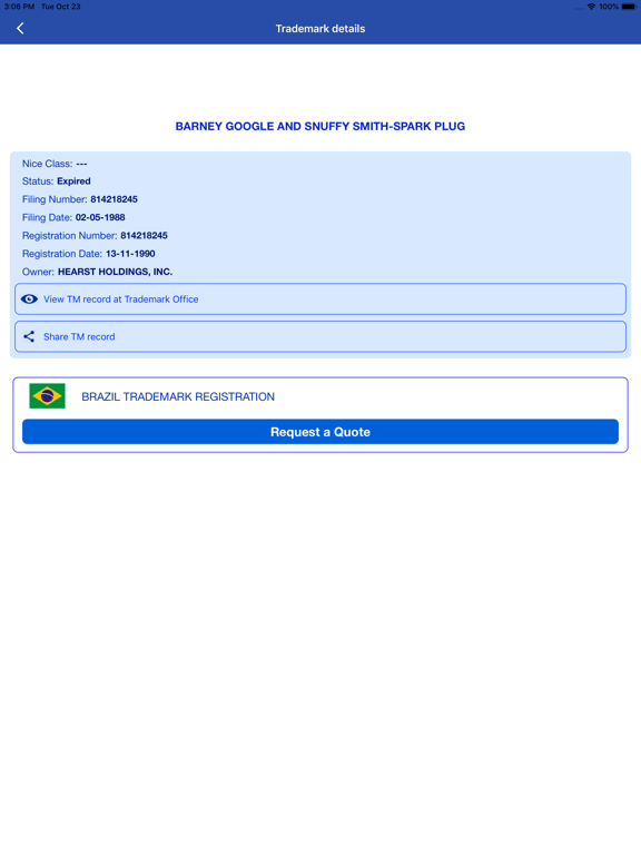 Brazil Trademark Search Tool screenshot 3