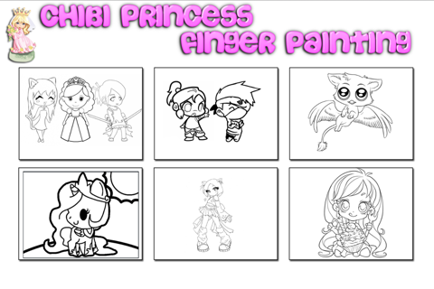 Coloring pages Chibi Princess Finger Painting book screenshot 2