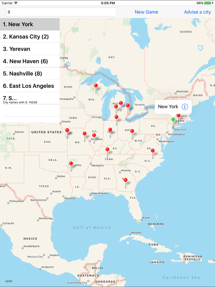 City Names - Last Letter Word Game
