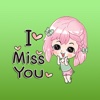 Pearl Pink Hair Girl English Stickers