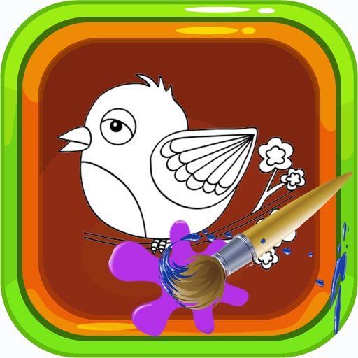Bird Paper Coloring Page Painting for Kids Icon