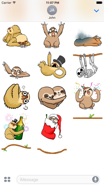 Happy Lazy Sloths Stickers screenshot-3