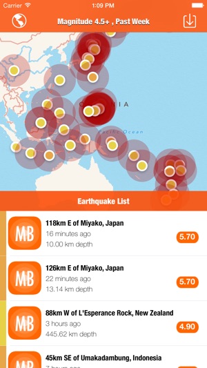 地震檢索器 - from USGS(圖1)-速報App