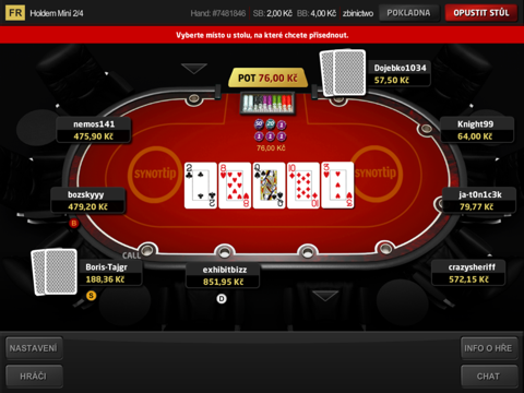 SYNOT TIP poker pro iPad screenshot 2