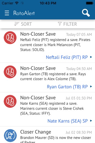 RotoAlert - Fantasy Baseball Info App 2017 screenshot 2