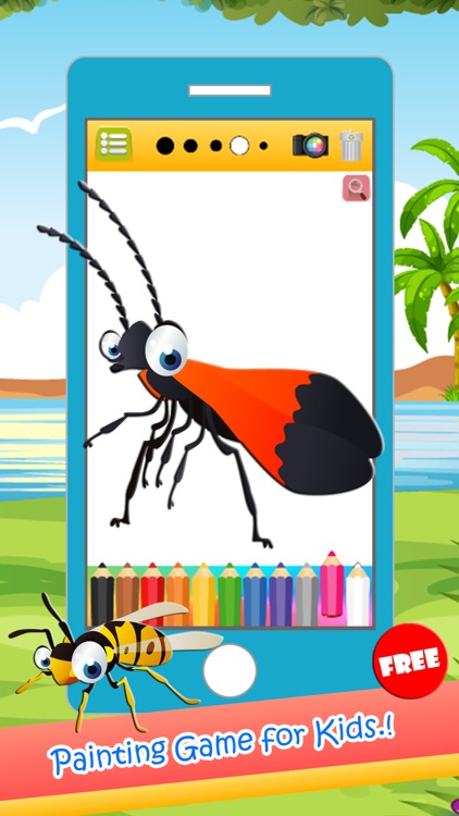 Insects & Bugs Coloring Book Painting Pages Games