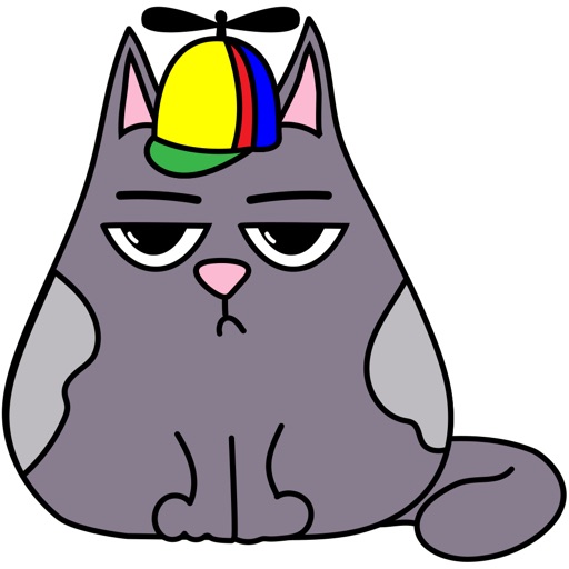Fat cat Smoky - stickers with cats for iMessage.