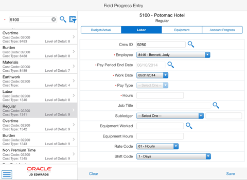 Field Progress Entry Tablet E1 screenshot 2