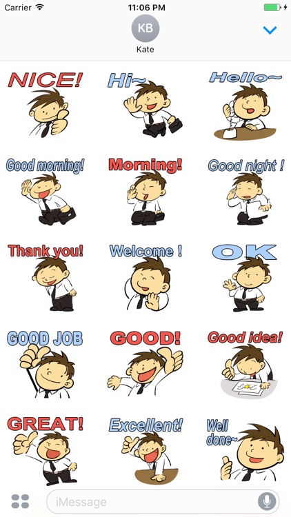 Office Boy Daily Life English Sticker