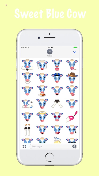 Sweet Blue Cow Emoji Stickers