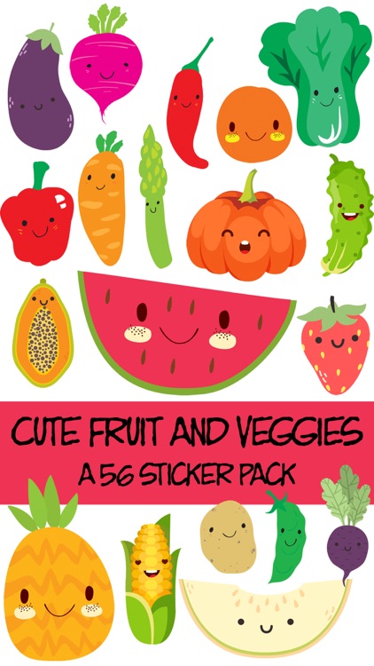 Cute Fruit and Vegetable Fun Food Sticker Pack screenshot-0