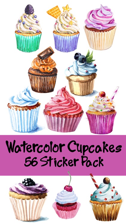 Watercolor Cupcakes Stickers