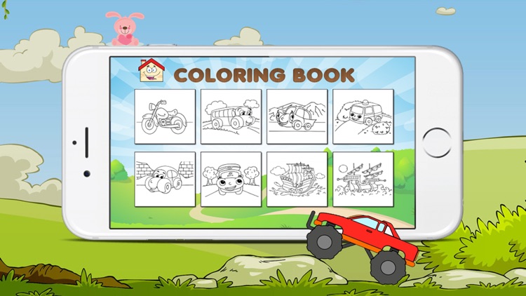 The Coloring Book of a car and animals for kids