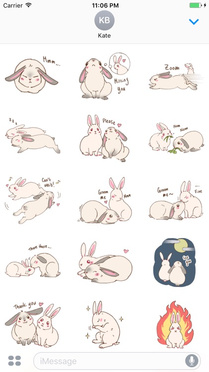 Couple Bunny English Sticker