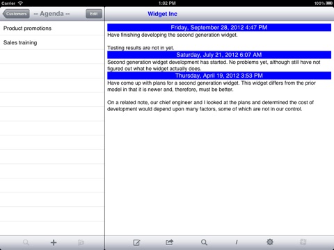 BizNotes screenshot 2