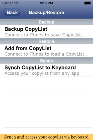 CopyListK shortcuts utility screenshot 3