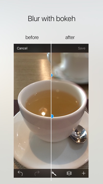 Drop - photorealistic depth of field with bokeh