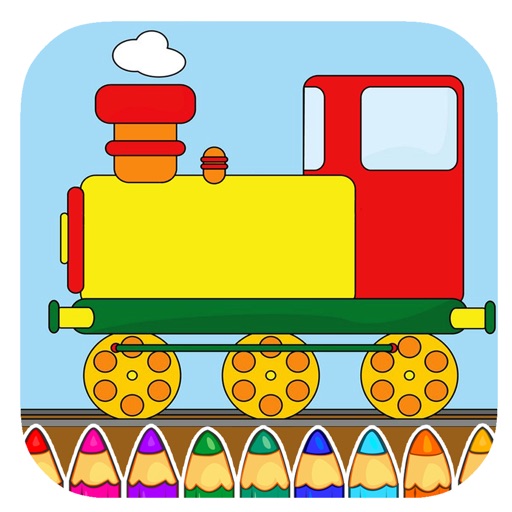 Free Big Train Game Coloring Book Page For Kids Icon