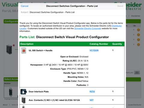 Disconnect Switch Visual Product Configurator screenshot 2