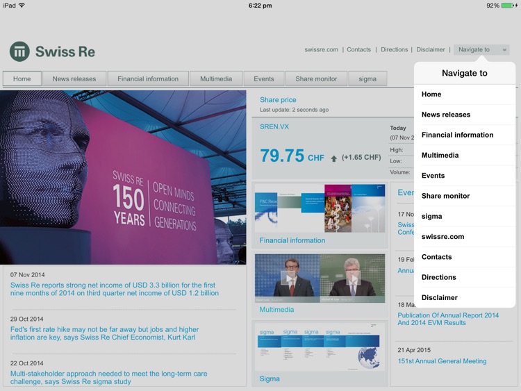 Swiss Re Investor Relations - Media Relations App