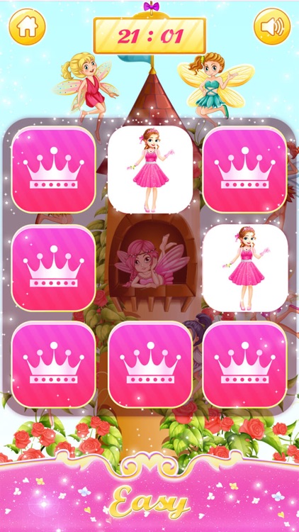 Princess matching pairs games for girls