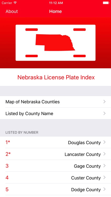 Nebraska License Plate Prefix Index