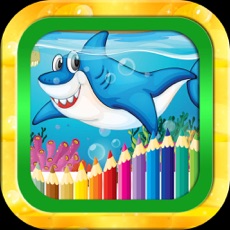 Activities of Shark tank and Sea animals coloring game for kid