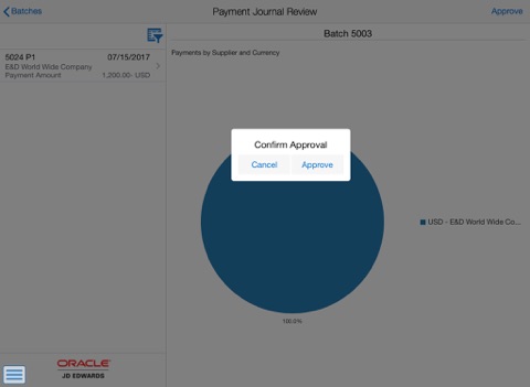 Payment Batch Approvals Tablet for JDE E1 screenshot 2