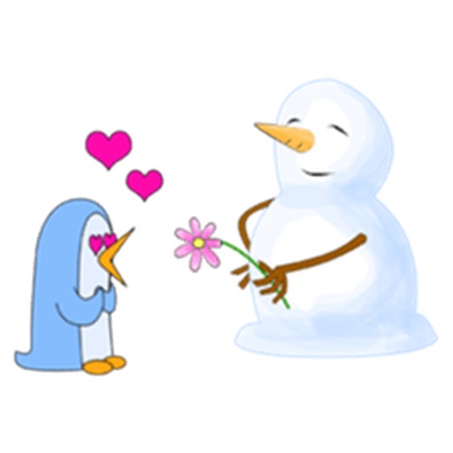 Friendship Of Cute Snowman And Penguin Stickers